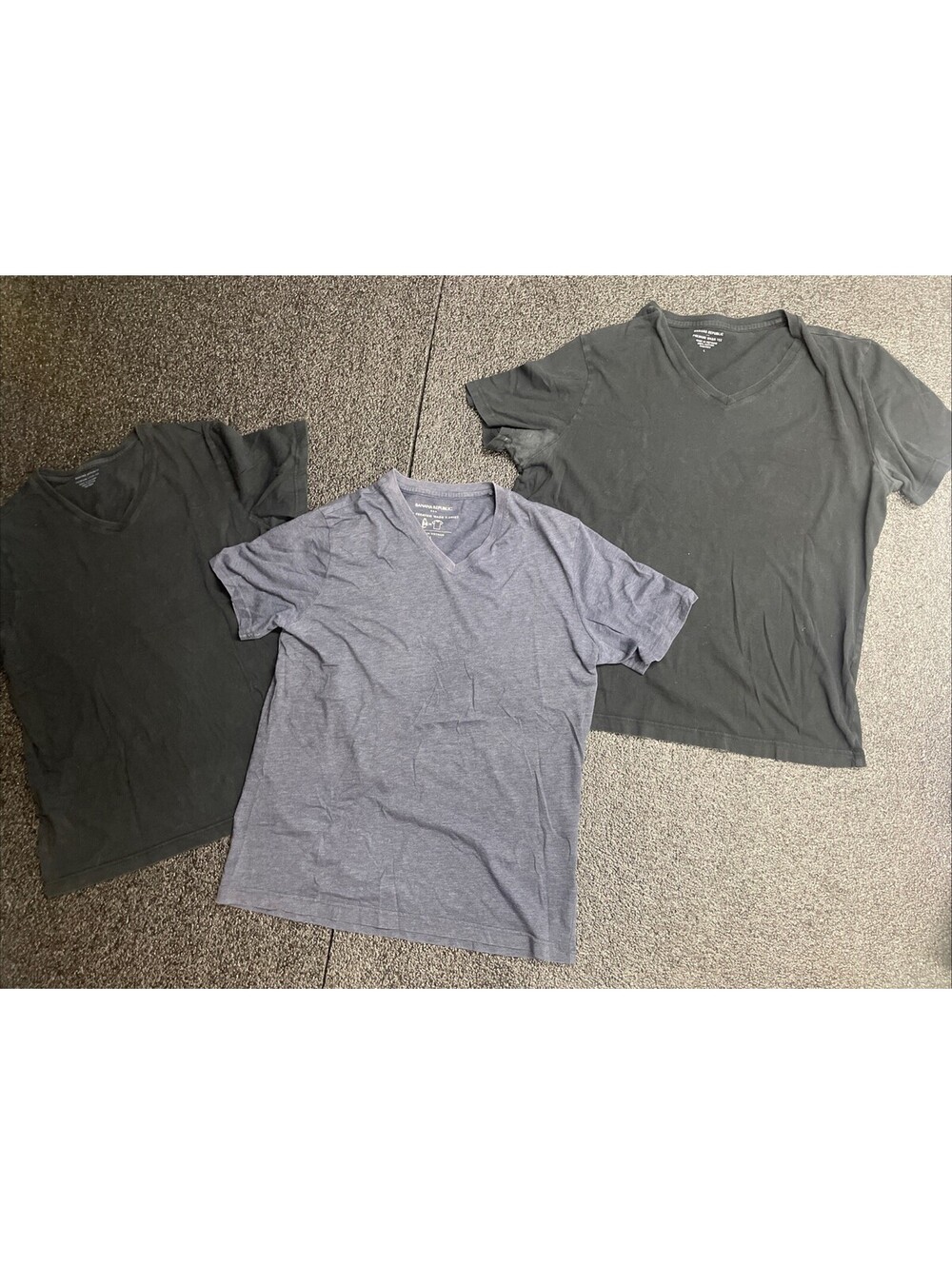 Banana Republic Premium Wash T-Shirts Lot Of 3 Soft Cotton Blue/Black Size Large